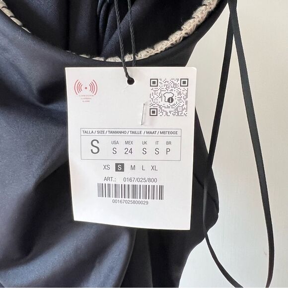 NWT Zara Embroidered Asymmetric One Piece Bathing Suit in Black - Picture 8 of 8